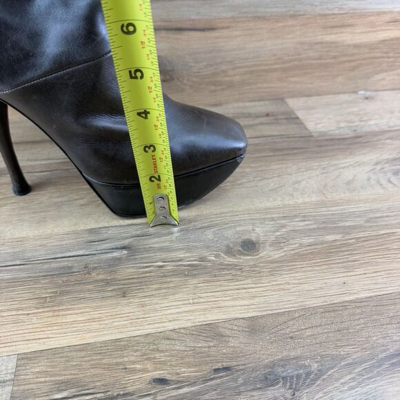 Marni Size 7 38 Brown Platform Square Toe Booties Stiletto Heels - Picture 5 of 9
